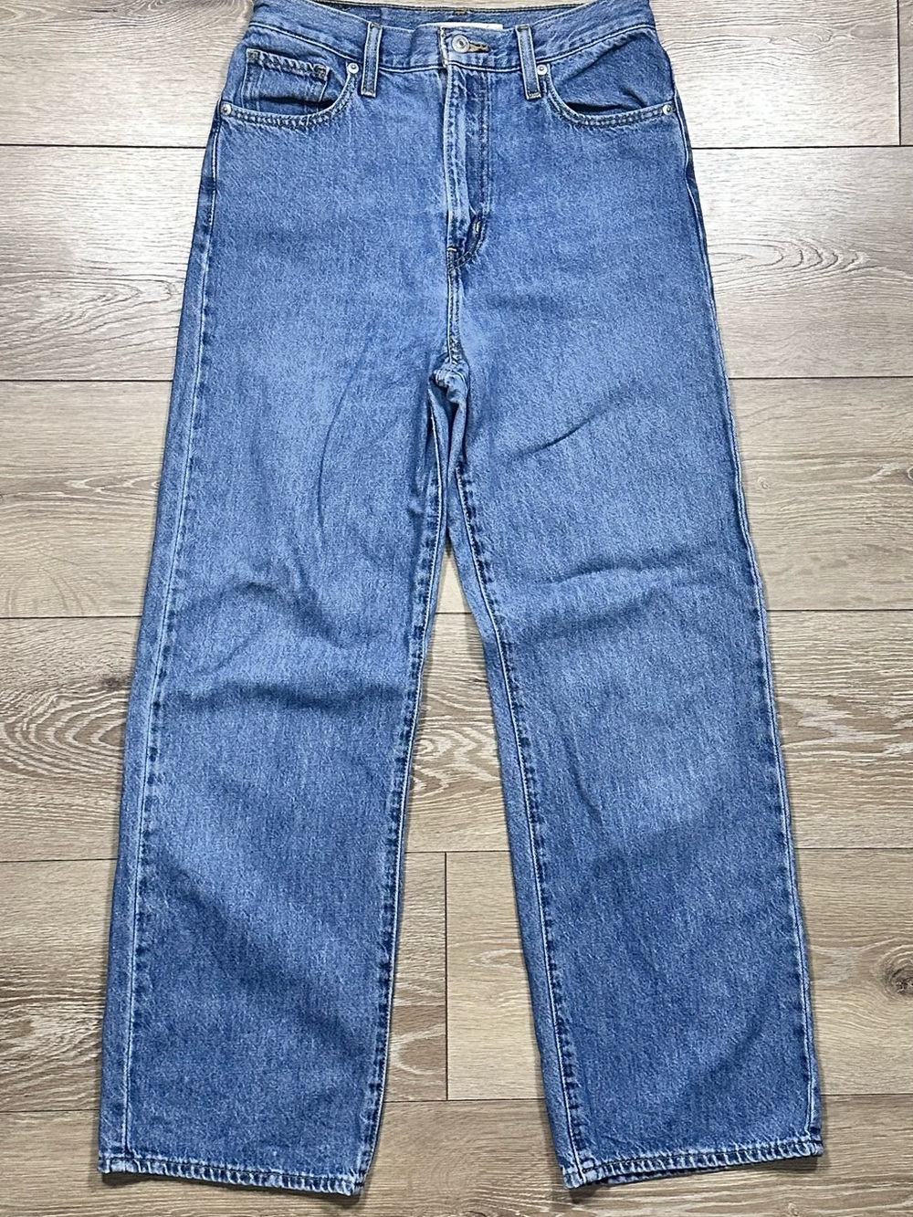 Levi’s High Waisted Straight Leg Jeans Medium Wash Cotton & Hemp Blend - Picture 3 of 15
